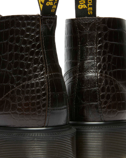 Church Crocodile Analine Leather Ankle Boots in Dark Brown