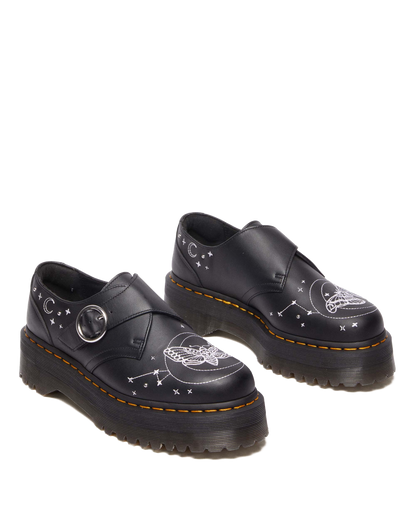 Monk Celestial Moth Leather Platform Shoes in Black