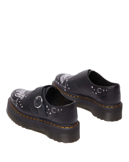 Monk Celestial Moth Leather Platform Shoes in Black