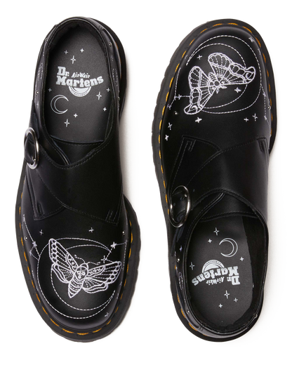 Monk Celestial Moth Leather Platform Shoes in Black