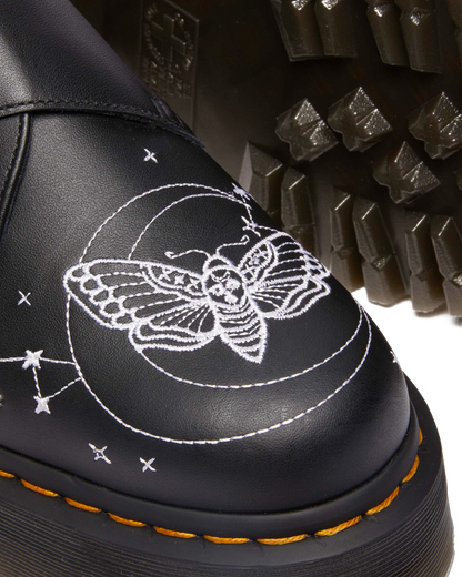 Monk Celestial Moth Leather Platform Shoes in Black
