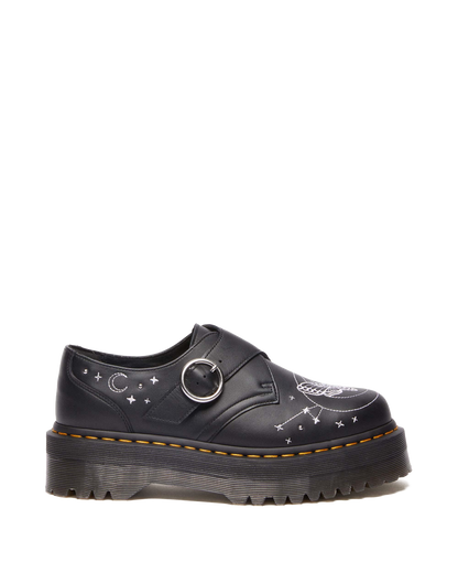 Monk Celestial Moth Leather Platform Shoes in Black