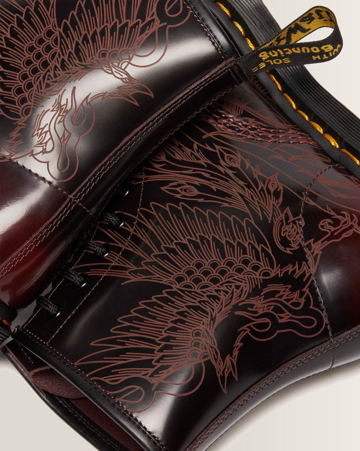 1460 PHOENIX ARCADIA RUB OFF LEATHER BOOTS in Cherry Red Arcadia