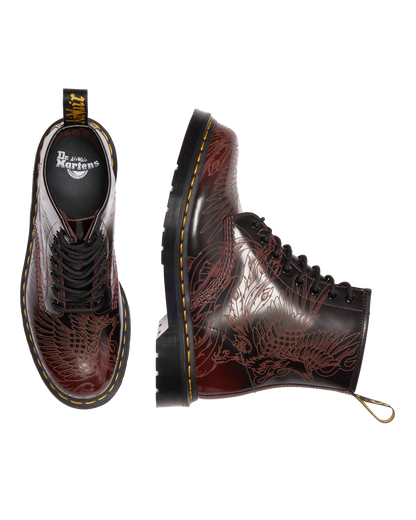 1460 PHOENIX ARCADIA RUB OFF LEATHER BOOTS in Cherry Red Arcadia