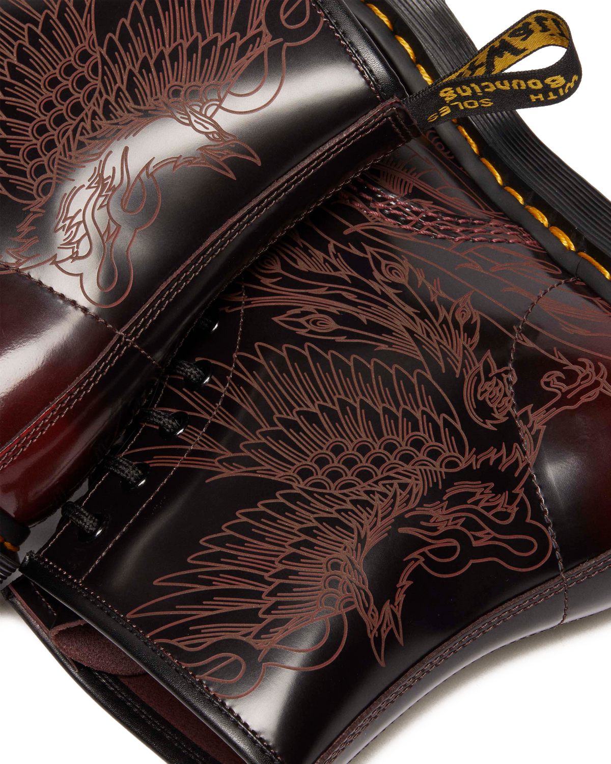 1460 PHOENIX ARCADIA RUB OFF LEATHER BOOTS in Cherry Red Arcadia