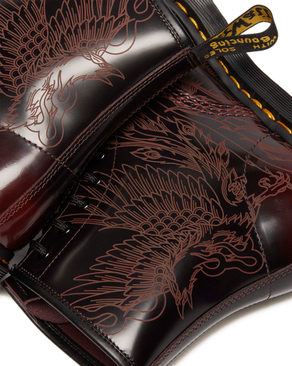 1460 PHOENIX ARCADIA RUB OFF LEATHER BOOTS in Cherry Red Arcadia