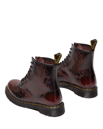 1460 PHOENIX ARCADIA RUB OFF LEATHER BOOTS in Cherry Red Arcadia