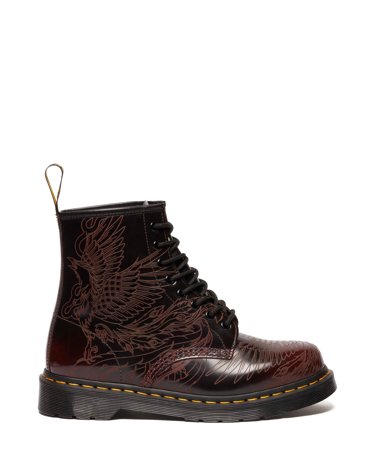 1460 PHOENIX ARCADIA RUB OFF LEATHER BOOTS in Cherry Red Arcadia