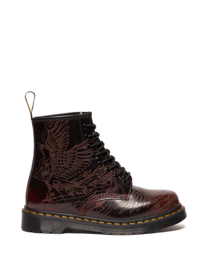1460 PHOENIX ARCADIA RUB OFF LEATHER BOOTS in Cherry Red Arcadia
