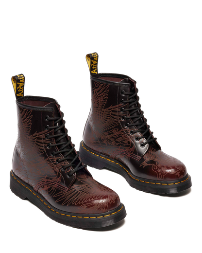 1460 PHOENIX ARCADIA RUB OFF LEATHER BOOTS in Cherry Red Arcadia