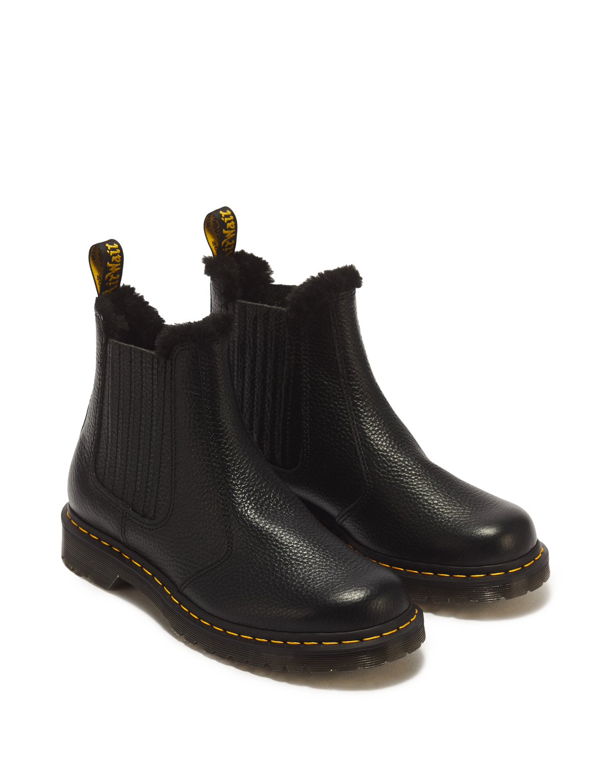 2976 LEONORE II FAUX FUR LINED SOFT LEATHER CHELSEA BOOTS in Black Milled Nappa