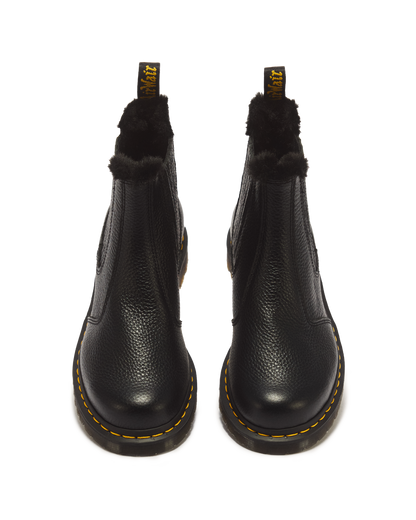 2976 LEONORE II FAUX FUR LINED SOFT LEATHER CHELSEA BOOTS in Black Milled Nappa