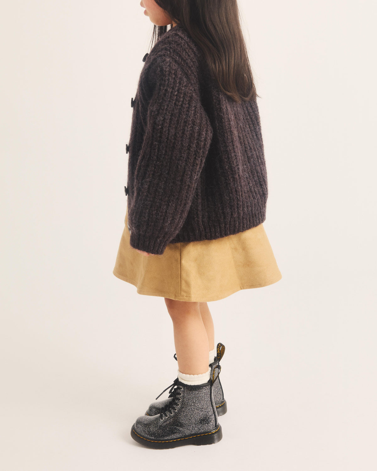 TODDLER 1460 GLITTER PATENT LEATHER  BOOTS in Black+silver