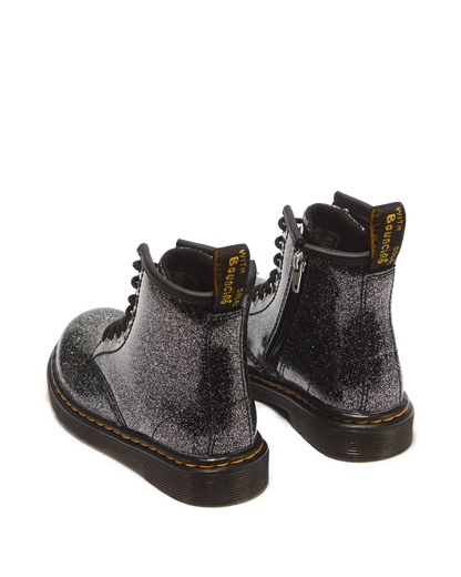 TODDLER 1460 GLITTER PATENT LEATHER  BOOTS in Black+silver