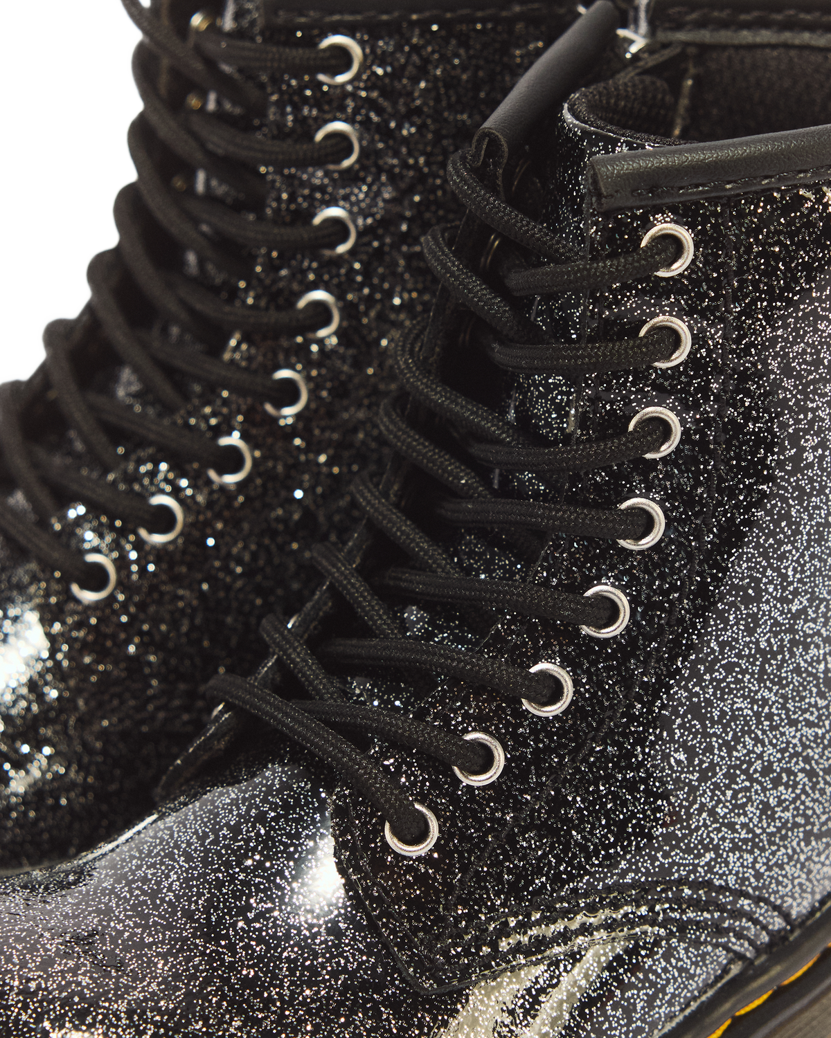 TODDLER 1460 GLITTER PATENT LEATHER  BOOTS in Black+silver