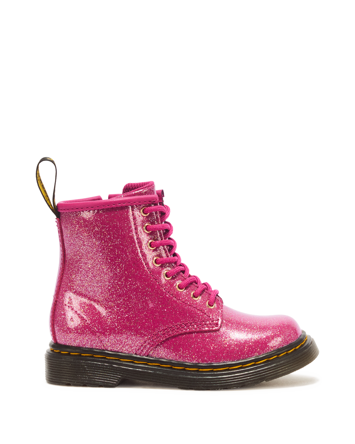 TODDLER 1460 GLITTER PATENT LEATHER  BOOTS in Fuchsia+silver+gold