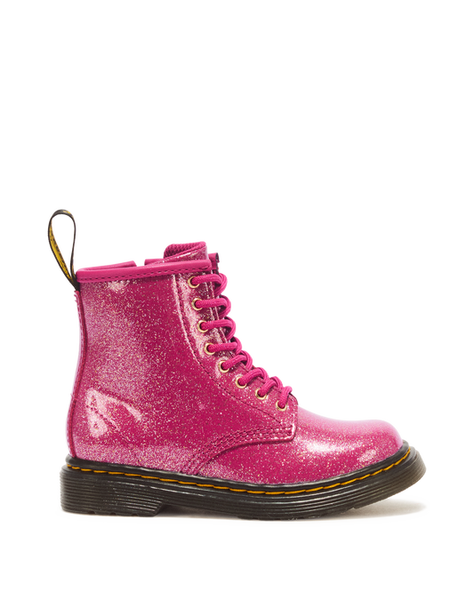 TODDLER 1460 GLITTER PATENT LEATHER  BOOTS in Fuchsia+silver+gold