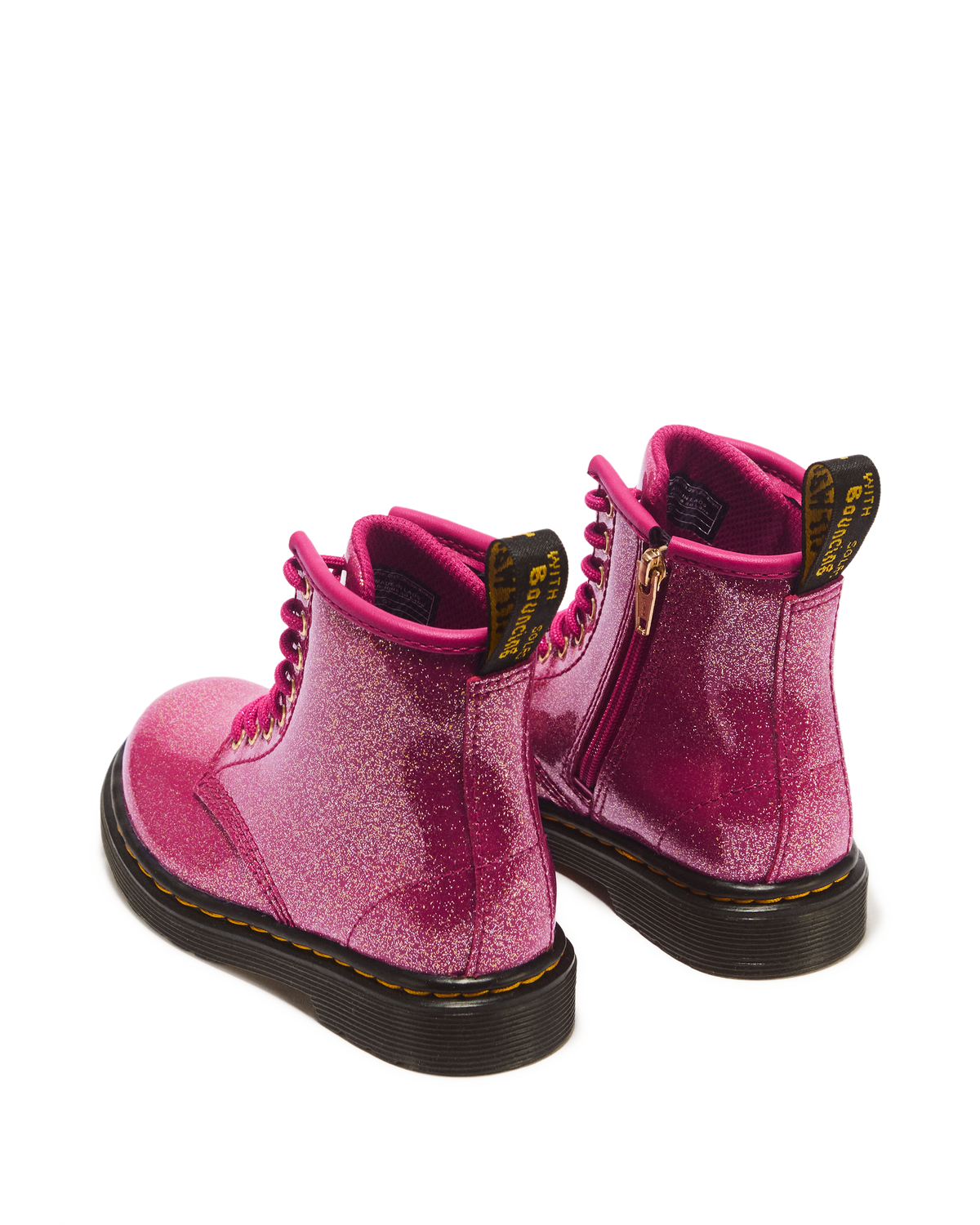 TODDLER 1460 GLITTER PATENT LEATHER  BOOTS in Fuchsia+silver+gold
