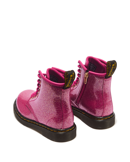 TODDLER 1460 GLITTER PATENT LEATHER  BOOTS in Fuchsia+silver+gold