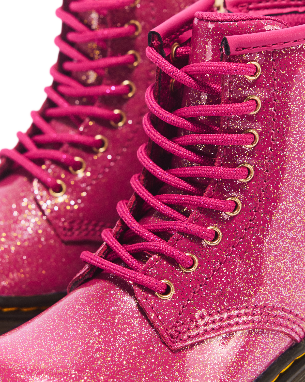 TODDLER 1460 GLITTER PATENT LEATHER  BOOTS in Fuchsia+silver+gold