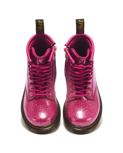 TODDLER 1460 GLITTER PATENT LEATHER  BOOTS in Fuchsia+silver+gold