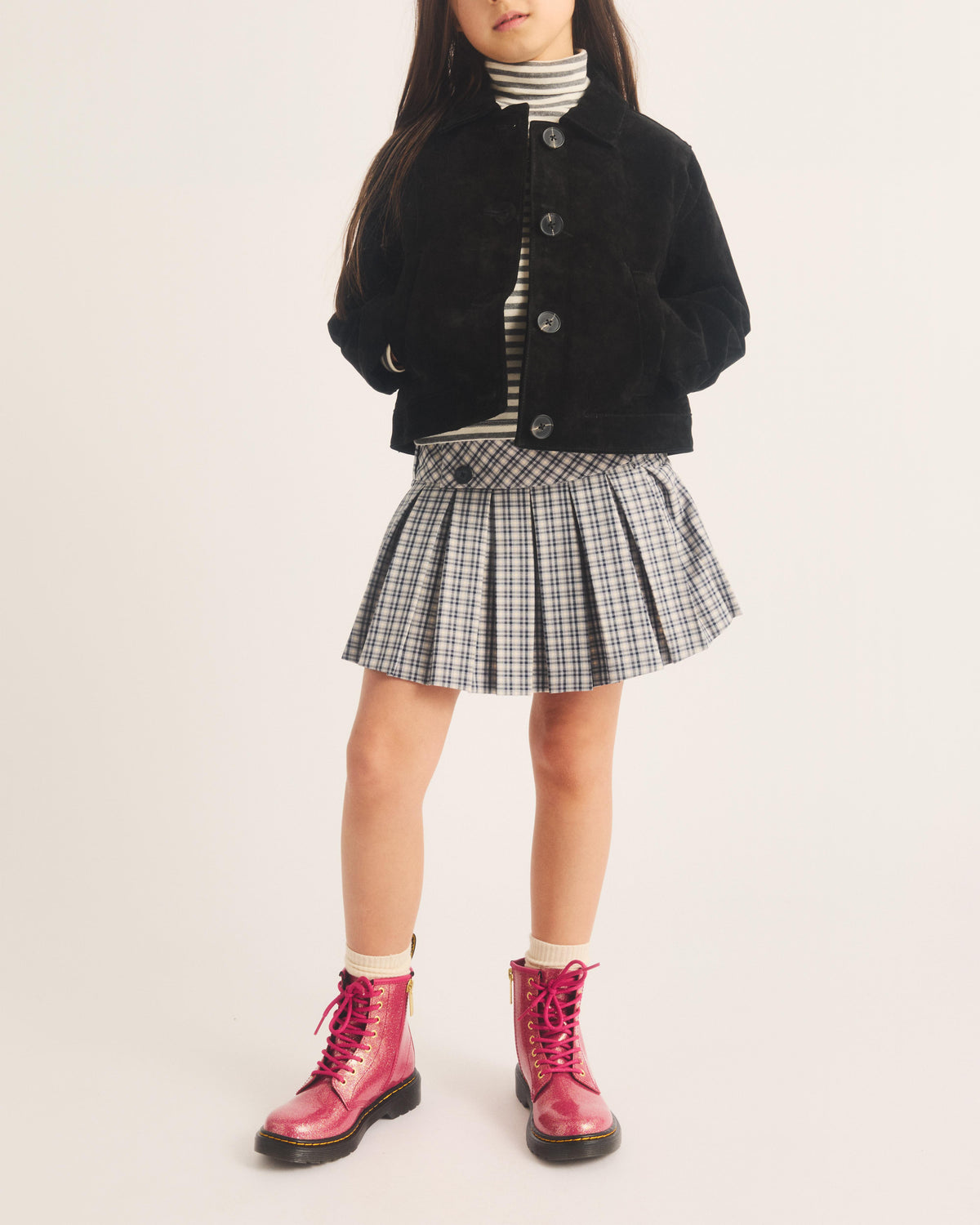 JUNIOR 1460 GLITTER PATENT LEATHER  BOOTS in Fuchsia+silver+gold