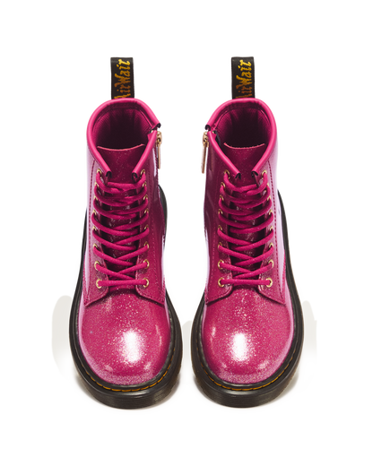 JUNIOR 1460 GLITTER PATENT LEATHER  BOOTS in Fuchsia+silver+gold