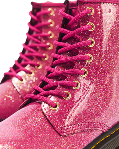 JUNIOR 1460 GLITTER PATENT LEATHER  BOOTS in Fuchsia+silver+gold
