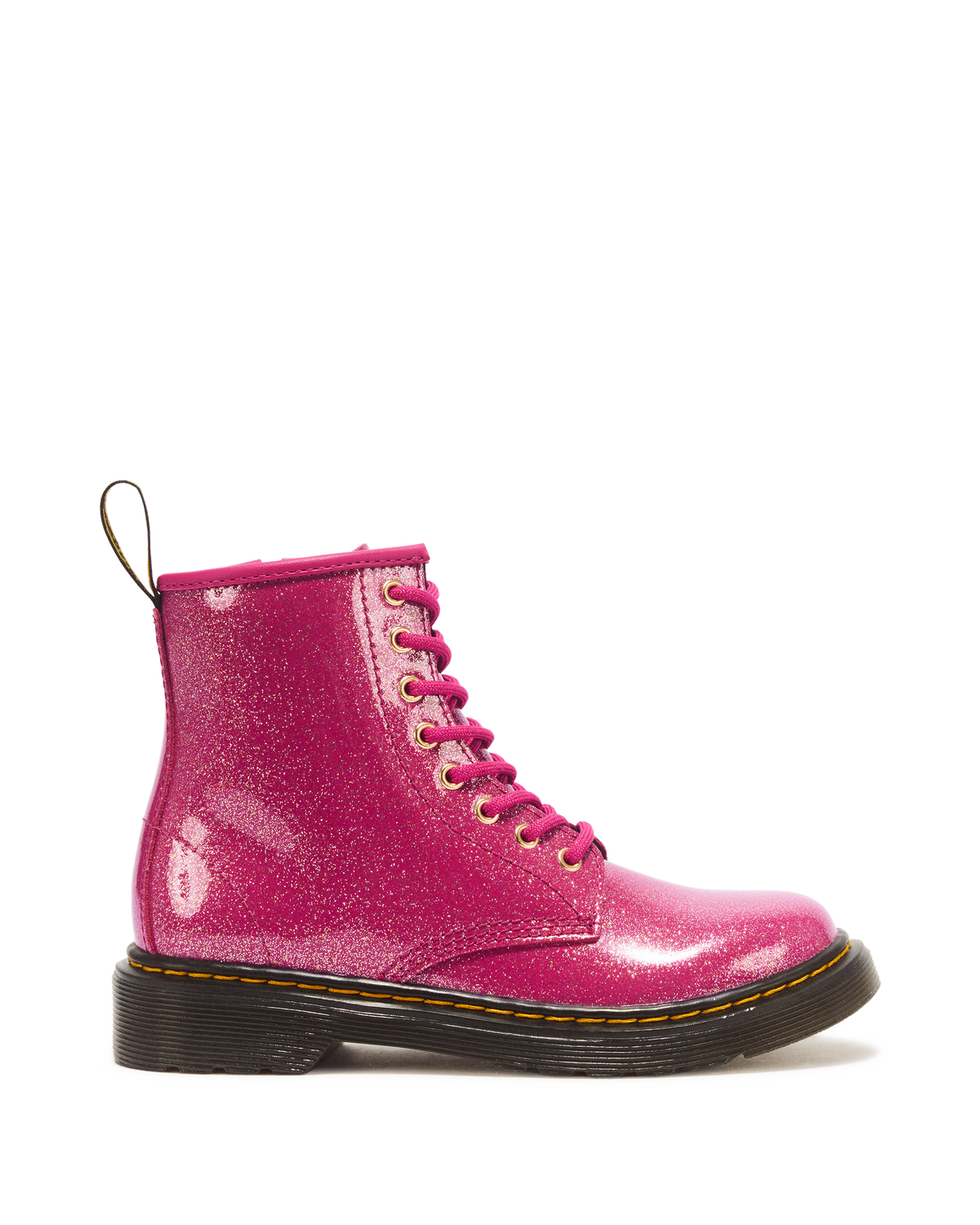 JUNIOR 1460 GLITTER PATENT LEATHER  BOOTS in Fuchsia+silver+gold