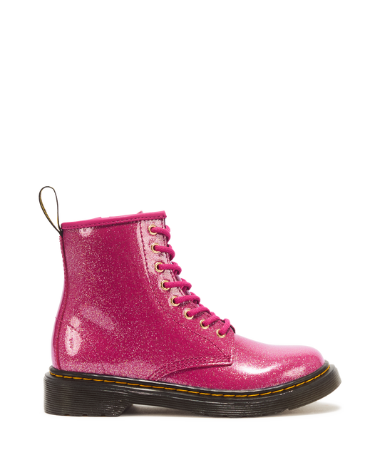JUNIOR 1460 GLITTER PATENT LEATHER  BOOTS in Fuchsia+silver+gold