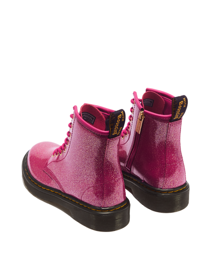 JUNIOR 1460 GLITTER PATENT LEATHER  BOOTS in Fuchsia+silver+gold