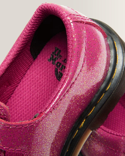 TODDLER 8065 GLITTER PATENT LEATHER  MARY JANE SHOES in Fuchsia+silver+gold