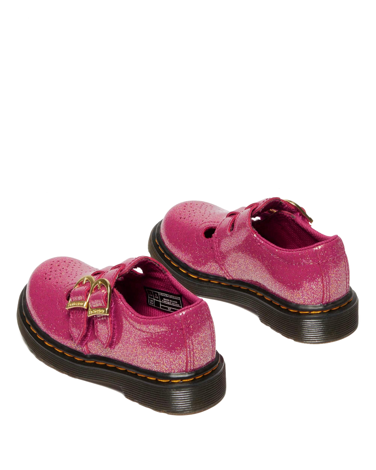 TODDLER 8065 GLITTER PATENT LEATHER  MARY JANE SHOES in Fuchsia+silver+gold