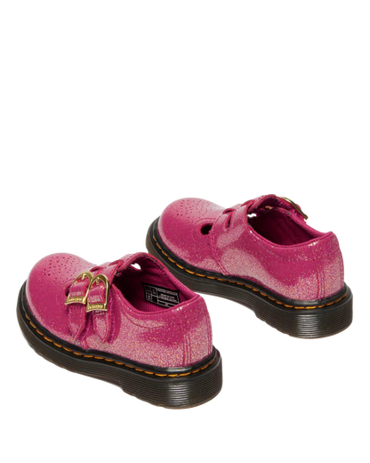 TODDLER 8065 GLITTER PATENT LEATHER  MARY JANE SHOES in Fuchsia+silver+gold