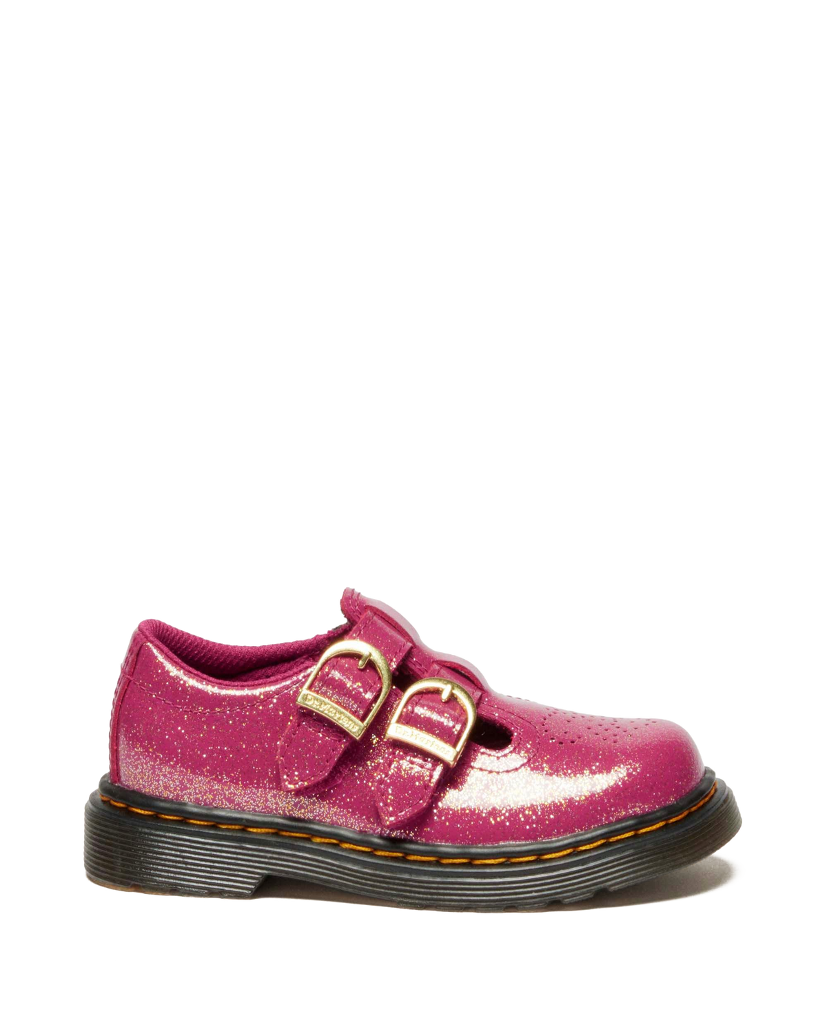 TODDLER 8065 GLITTER PATENT LEATHER  MARY JANE SHOES in Fuchsia+silver+gold