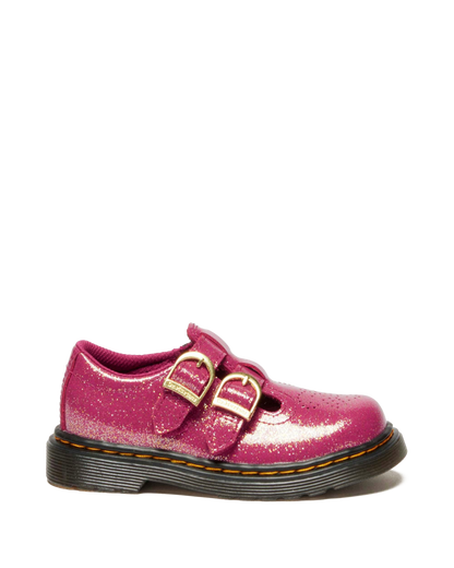 TODDLER 8065 GLITTER PATENT LEATHER  MARY JANE SHOES in Fuchsia+silver+gold
