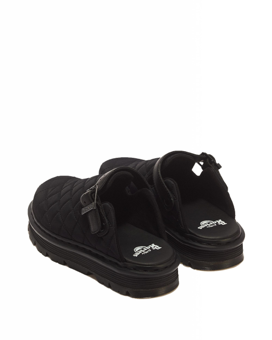 Zebzag Quilted Canvas Platform Mules in Black