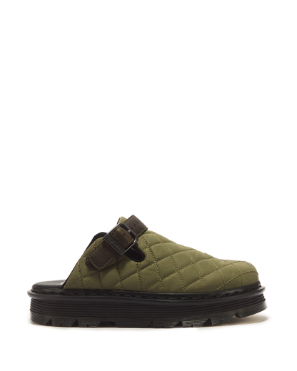 Zebzag Quilted Canvas Platform Mules in DMs Olive Green