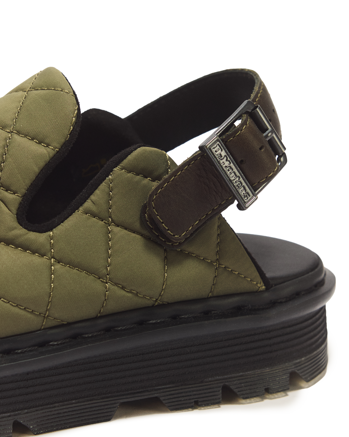 Zebzag Quilted Canvas Platform Mules in DMs Olive Green
