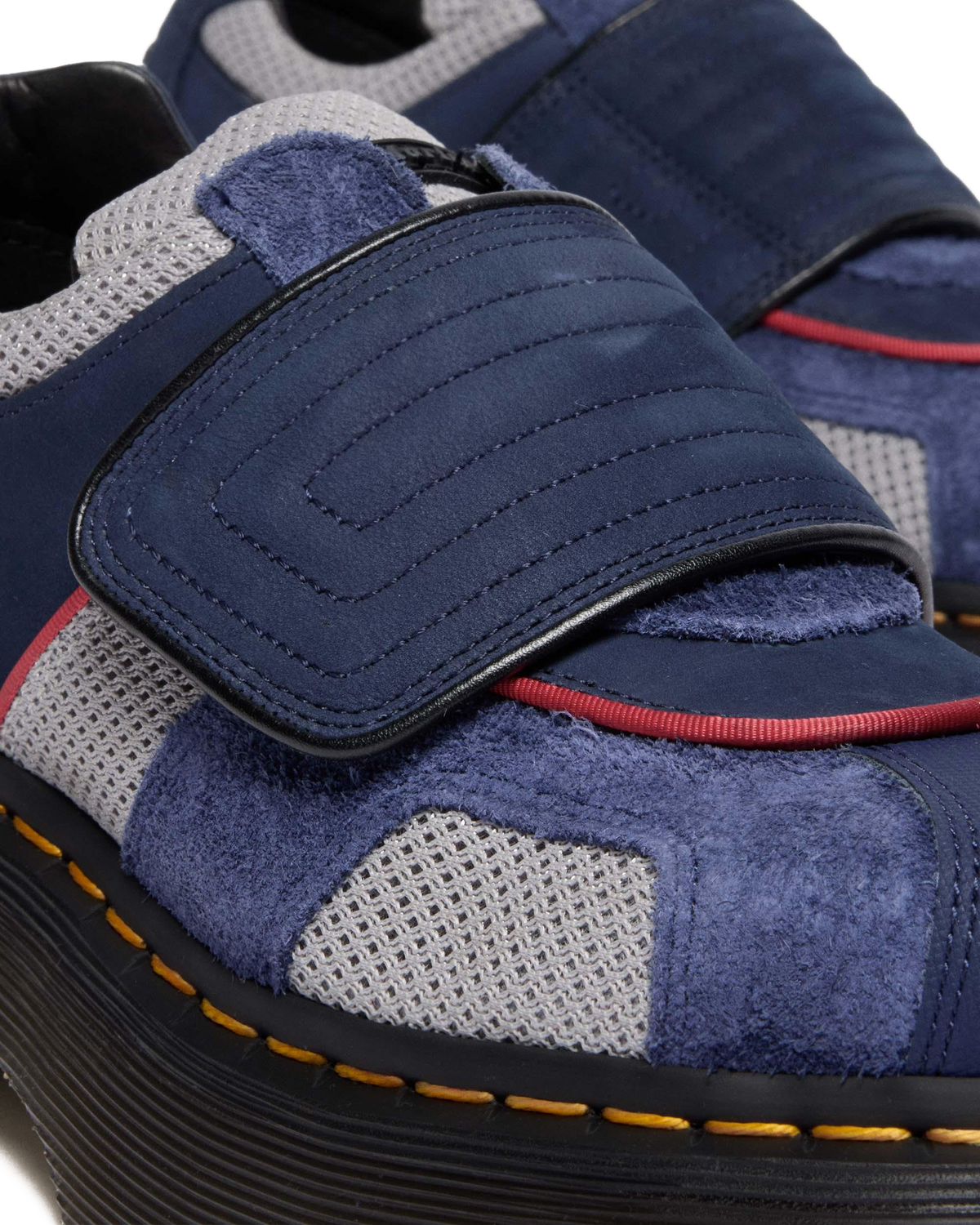 Buzz Strap Mixed Material Shoes in Midnight Blue+mid Grey