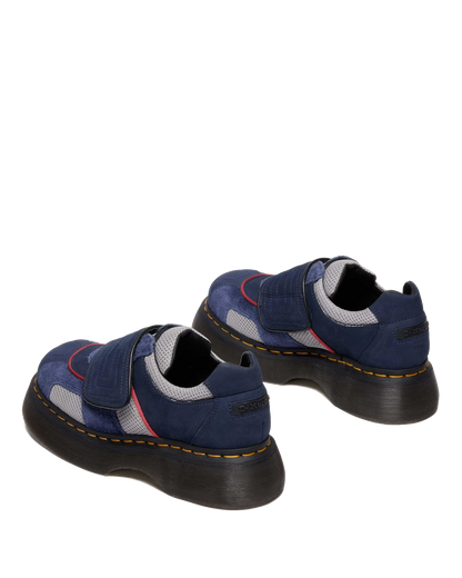 Buzz Strap Mixed Material Shoes in Midnight Blue+mid Grey