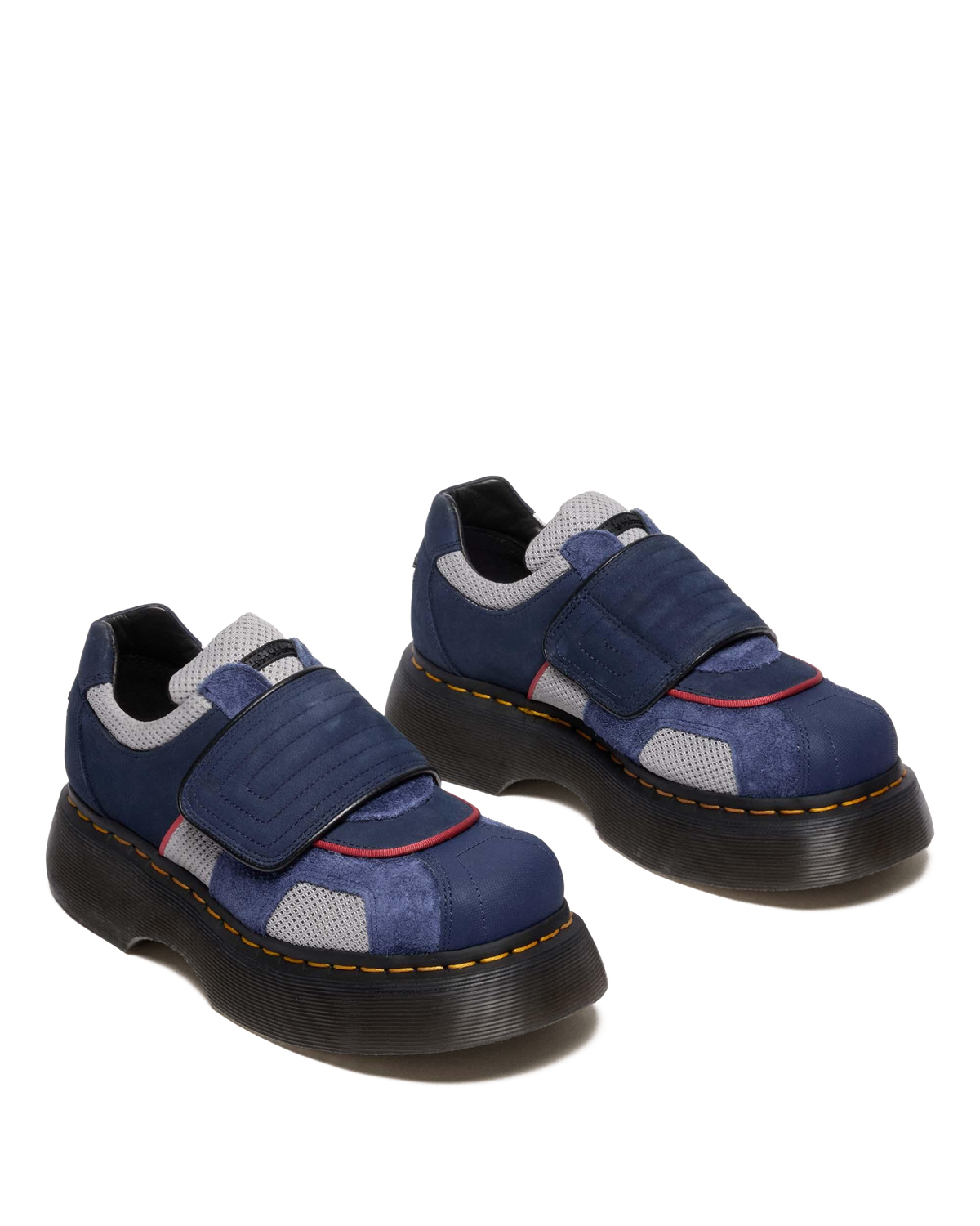 Buzz Strap Mixed Material Shoes in Midnight Blue+mid Grey