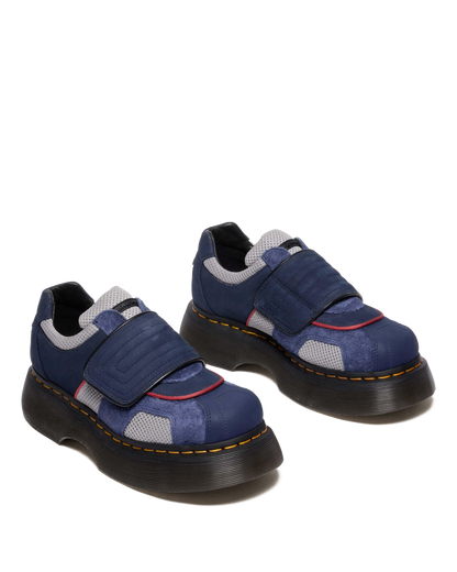 Buzz Strap Mixed Material Shoes in Midnight Blue+mid Grey