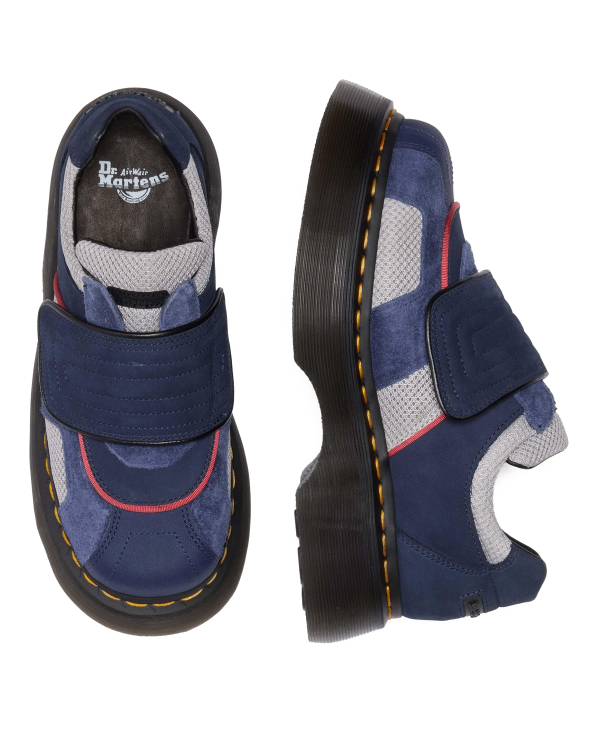 Buzz Strap Mixed Material Shoes in Midnight Blue+mid Grey