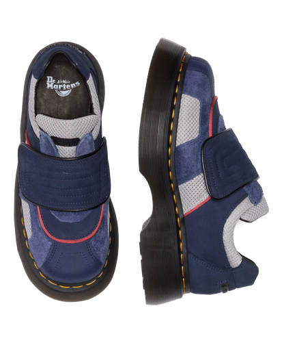 Buzz Strap Mixed Material Shoes in Midnight Blue+mid Grey