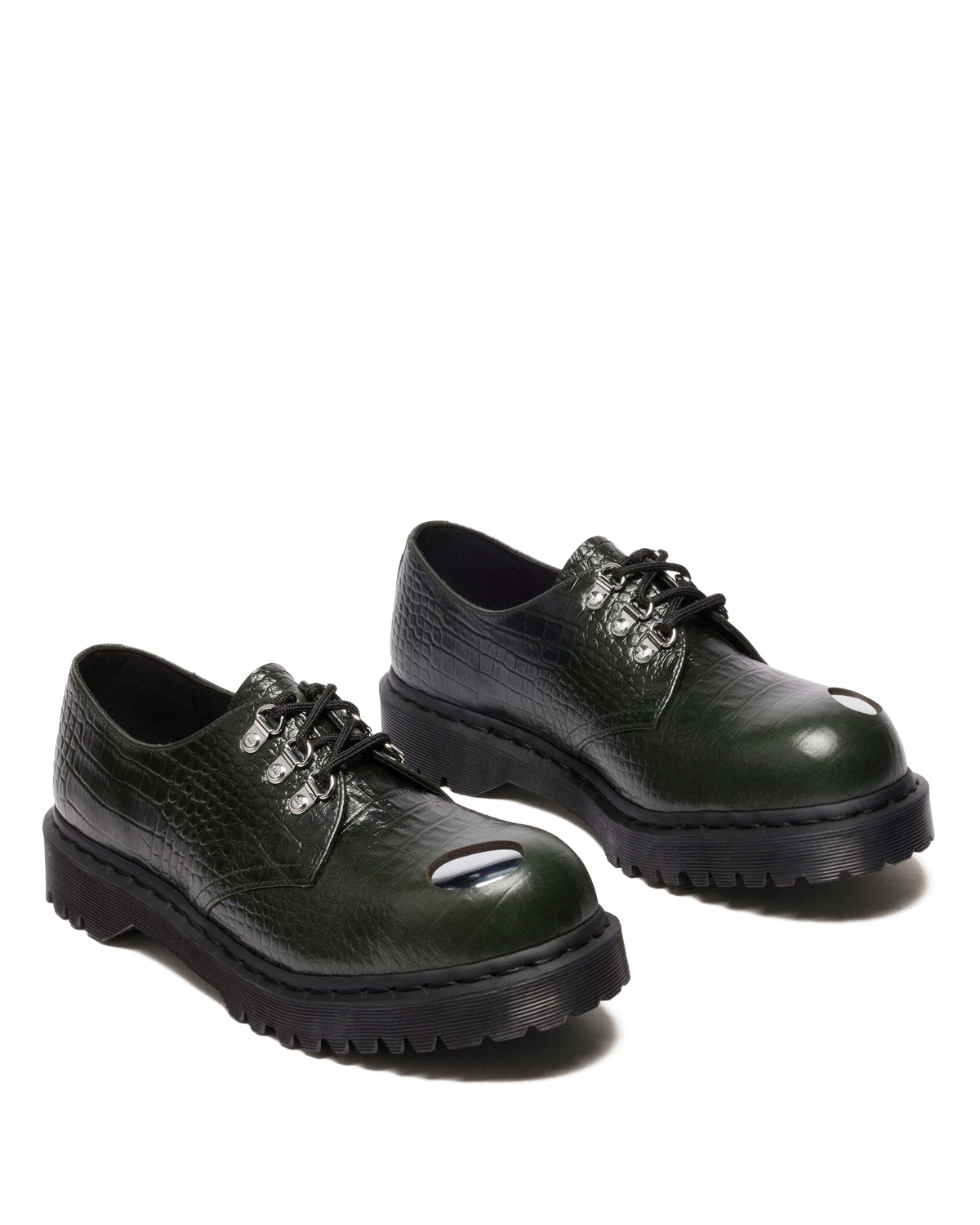 1461 BEX STEEL TOE LEATHER SHOES in Forest Green