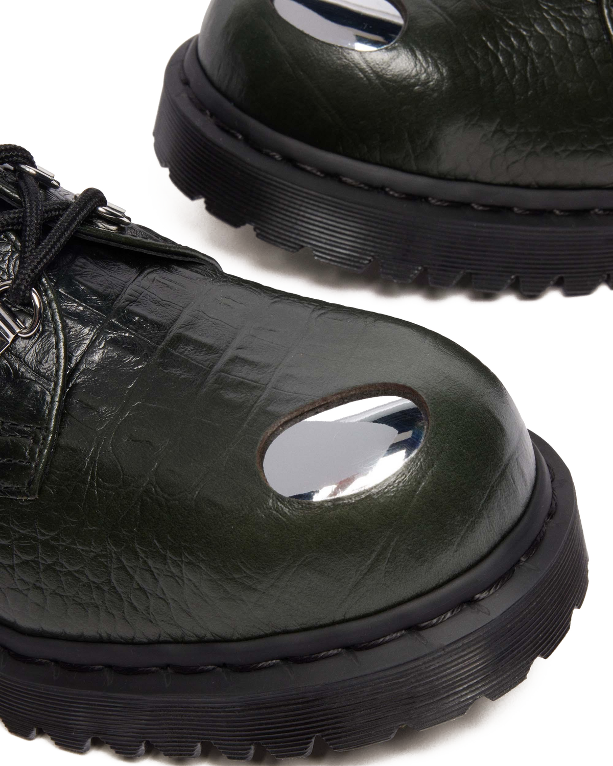 1461 BEX STEEL TOE LEATHER SHOES in Forest Green