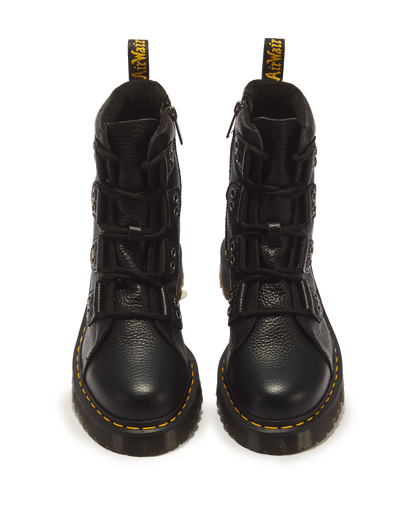 1460 BEX LACE-TO-TOE SOFT LEATHER BOOTS in Black Milled Nappa