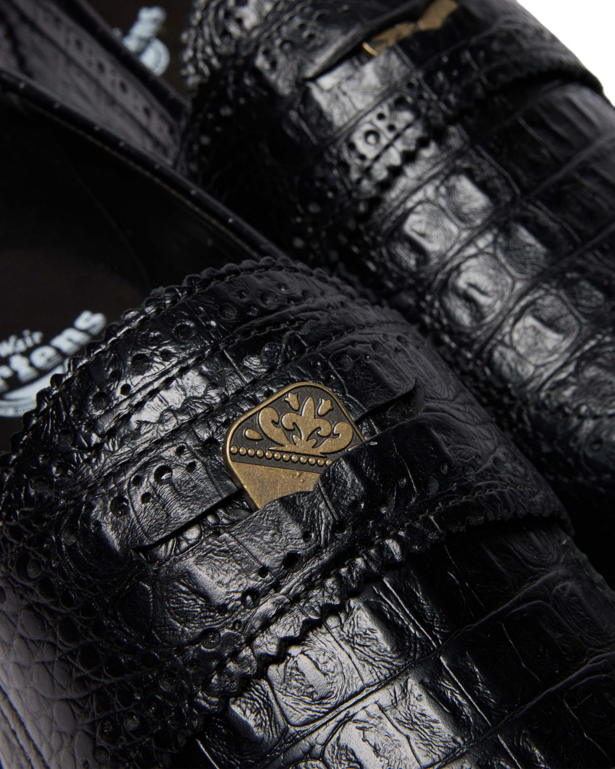Penton Brogue Emboss Leather Loafers in Black