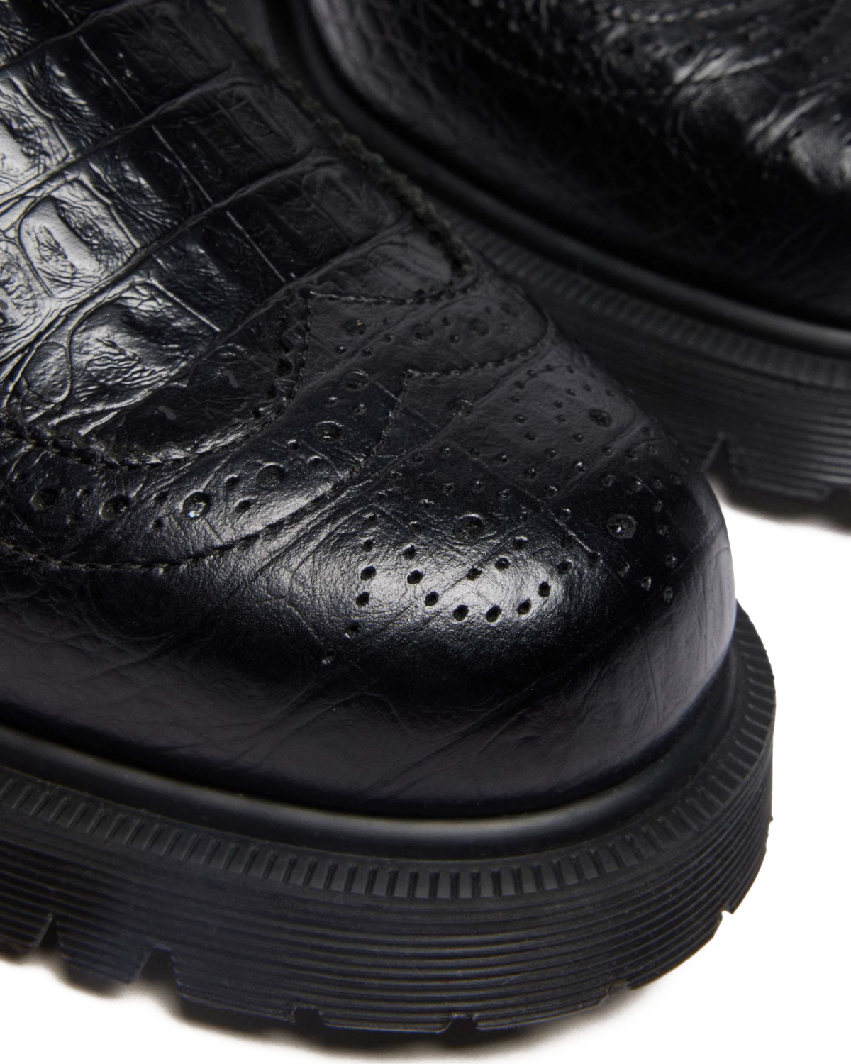 Penton Brogue Emboss Leather Loafers in Black